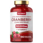 Cranberry Capsules 50000mg | Cranberry Supplement met Vitamine C | 50:1 Cranberry Extract – Gelijk aan 50,000mg per Dagelijkse | 180 Veganistische Pillen | Triple Stregth Concentratie Pills | Horbaach