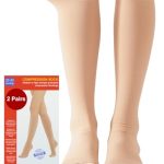 2 Paar Medische Compressiekousen Dames & Herren 20-30 mmHg, Klasse 2 | Open Teen | Gegradueerde Steun | Steunkousen tegen Oedeem, Trombose, Reizen | Zwangerschap (2x Beige, M)